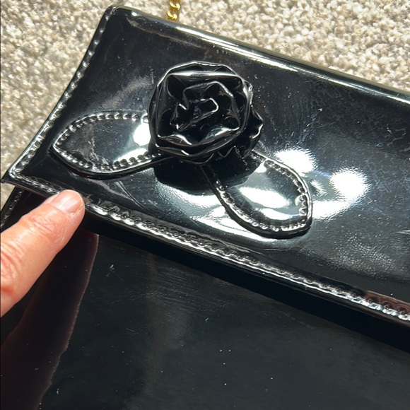 Vintage Ande Black Patent Leather Purse with Gold Chain - Picture 7 of 8